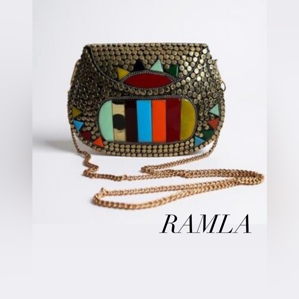Ramla Boho Mosaic Chain Bag I Beaded Stone Crossbody |Festival Statement Purse
